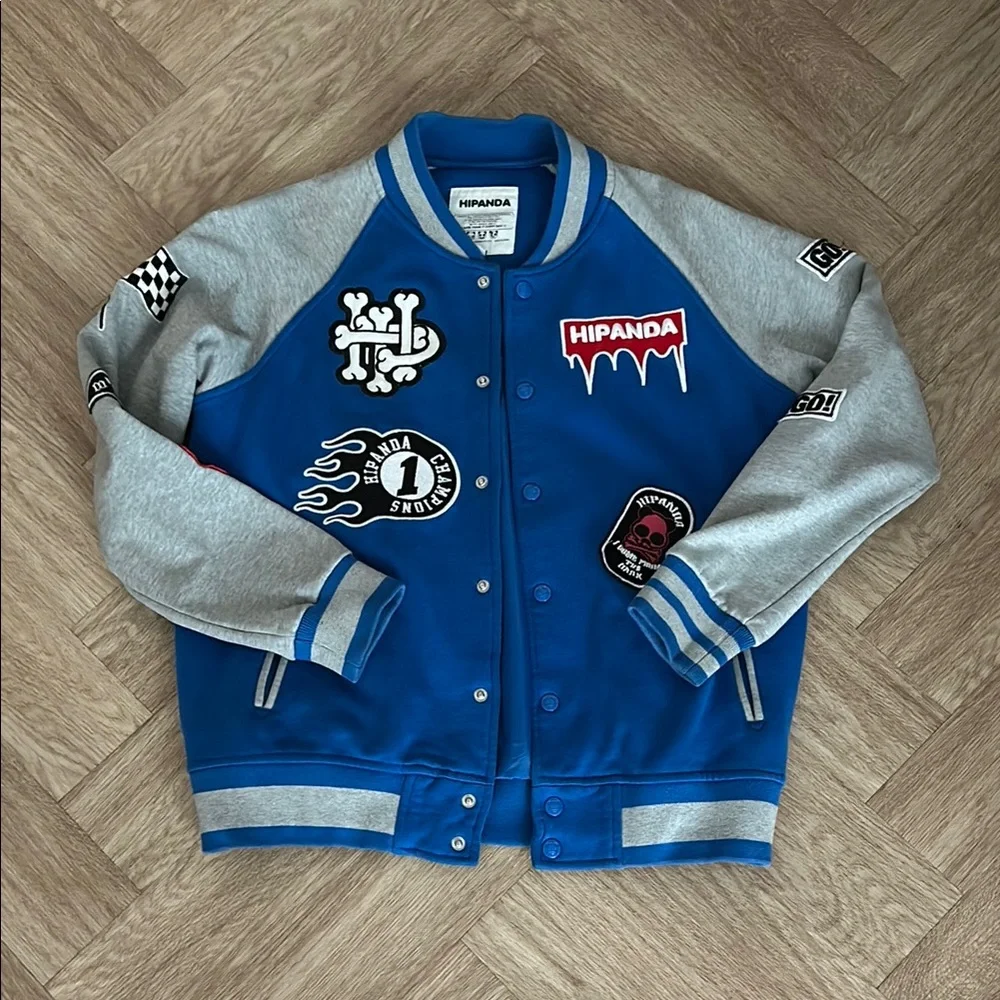 Hipanda Blue and Gray Varsity Jacket - Picture 1 of 10